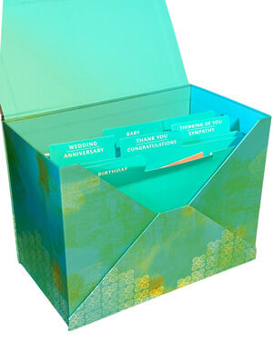 Hallmark Mahogany Greeting Card Organizer Box Set 43 Assorted Cards All Occasion
